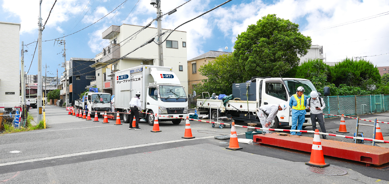 埼玉県蕨市ひこばえ橋横断管の更生工事にチューブテックスR工法が採用！